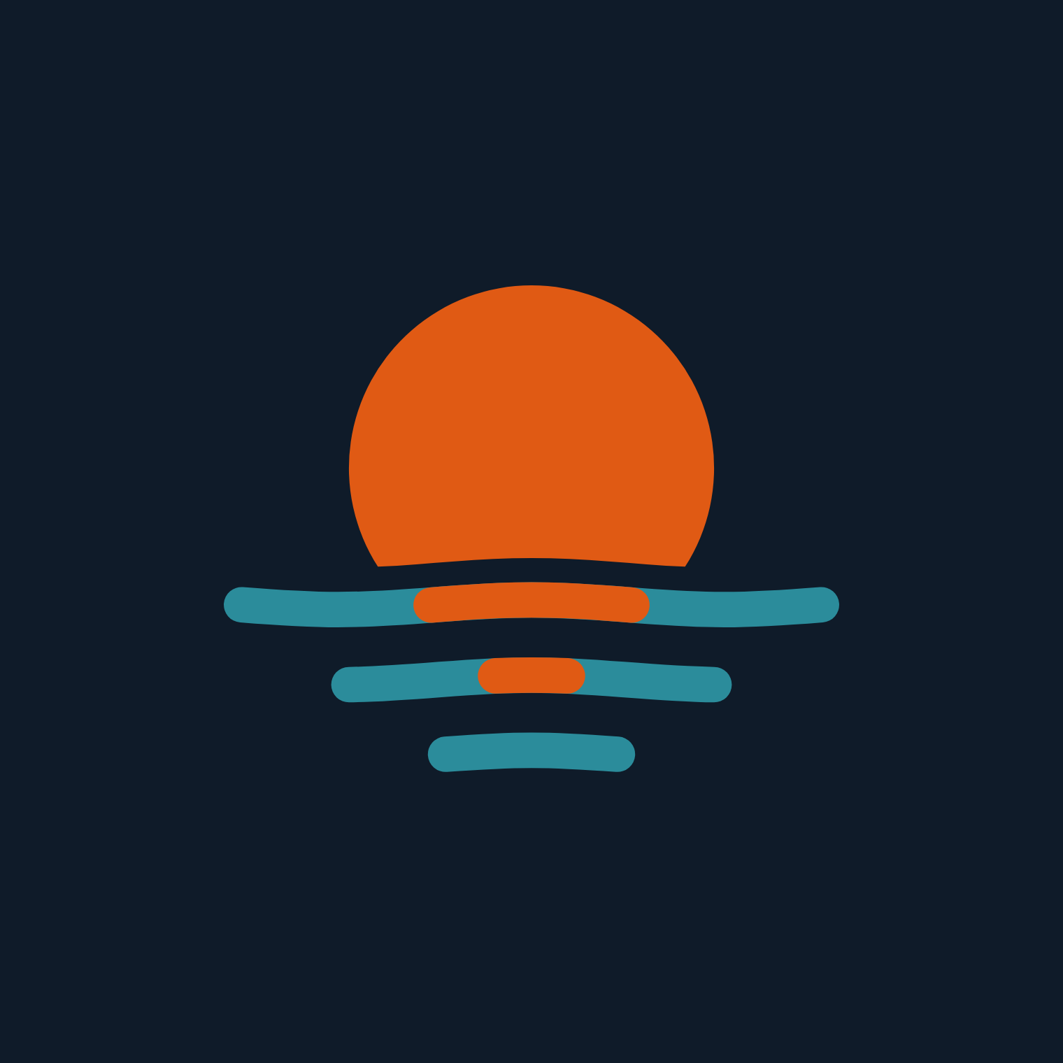 The same sun and sea mark on a navy background