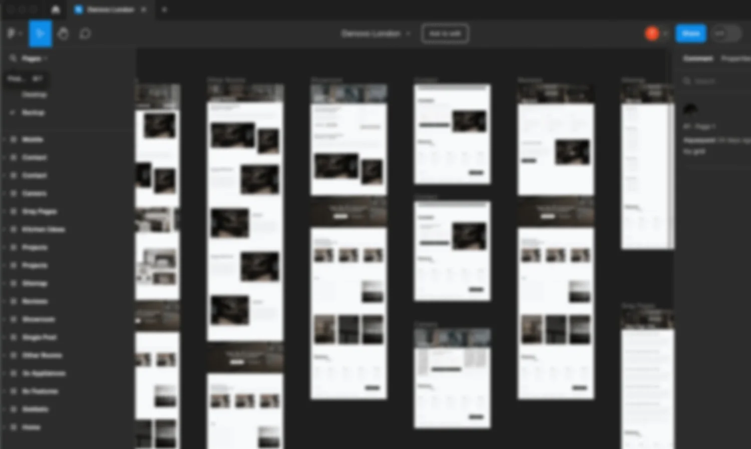 The full set of page designs for the same website